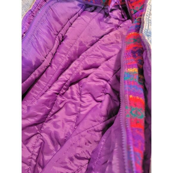 Weathered Blue vintage denim purple puffer jacket unisex - Picture 5 of 11